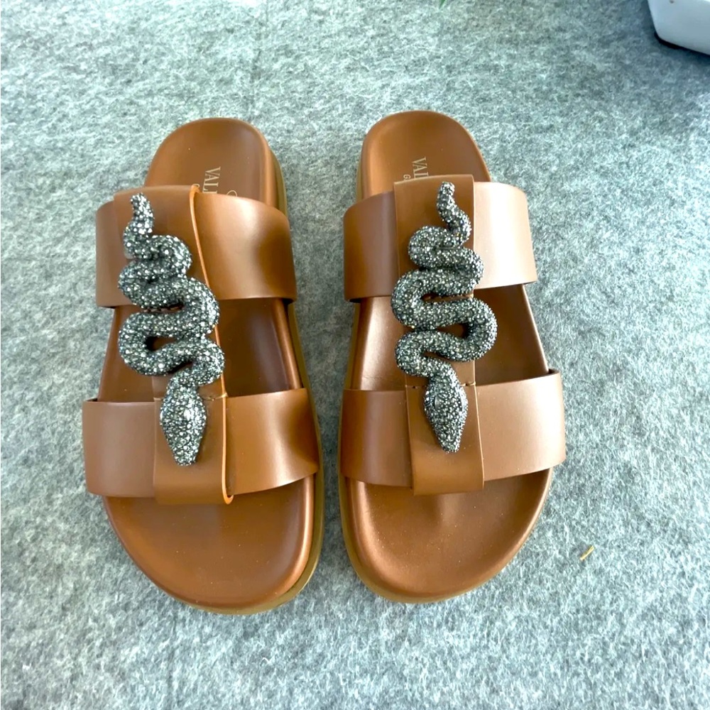 Valentino crystal serpent slides